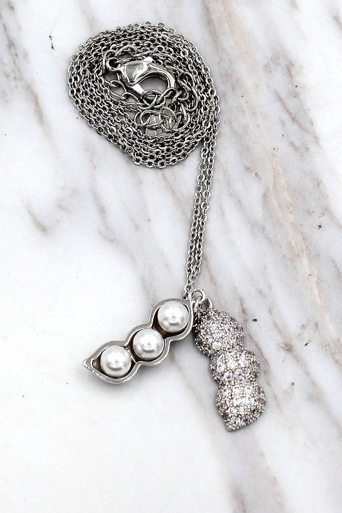 Elegant Pearl Peanut Necklace and Earrings Set