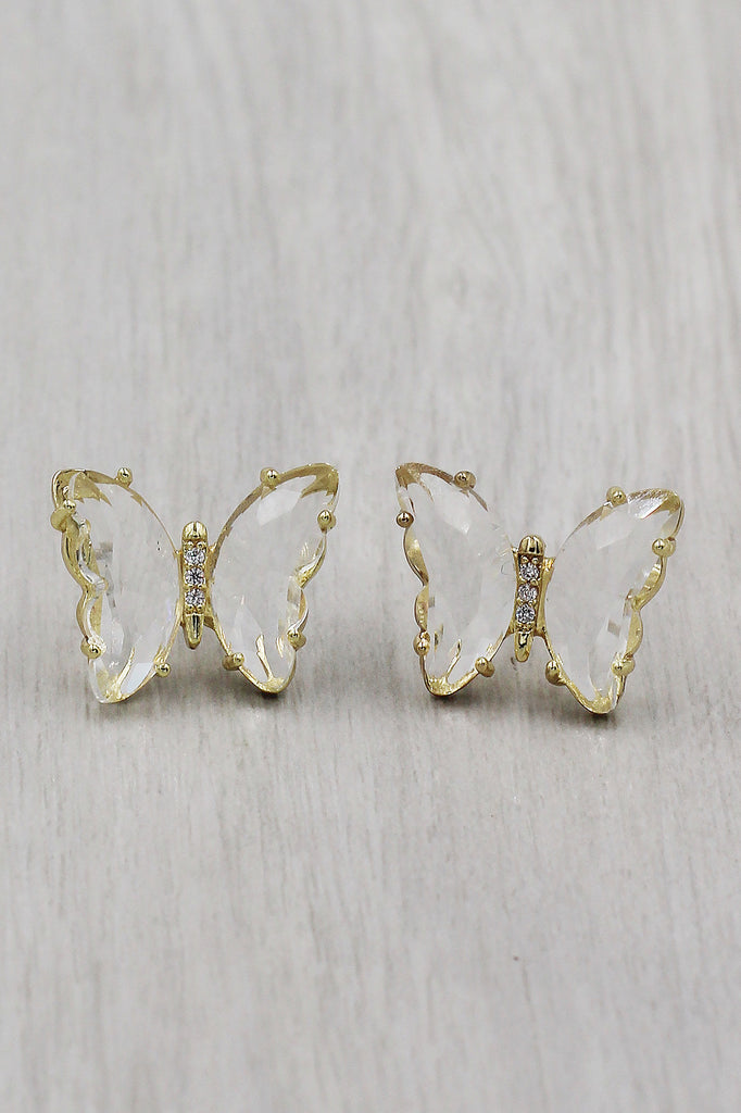 simple colorful crystal butterfly earrings