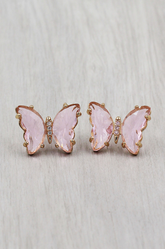 simple colorful crystal butterfly earrings