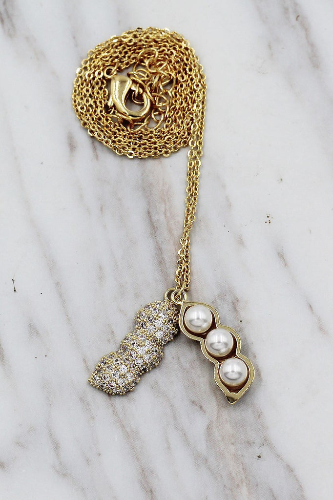 Elegant Pearl Peanut Necklace and Earrings Set
