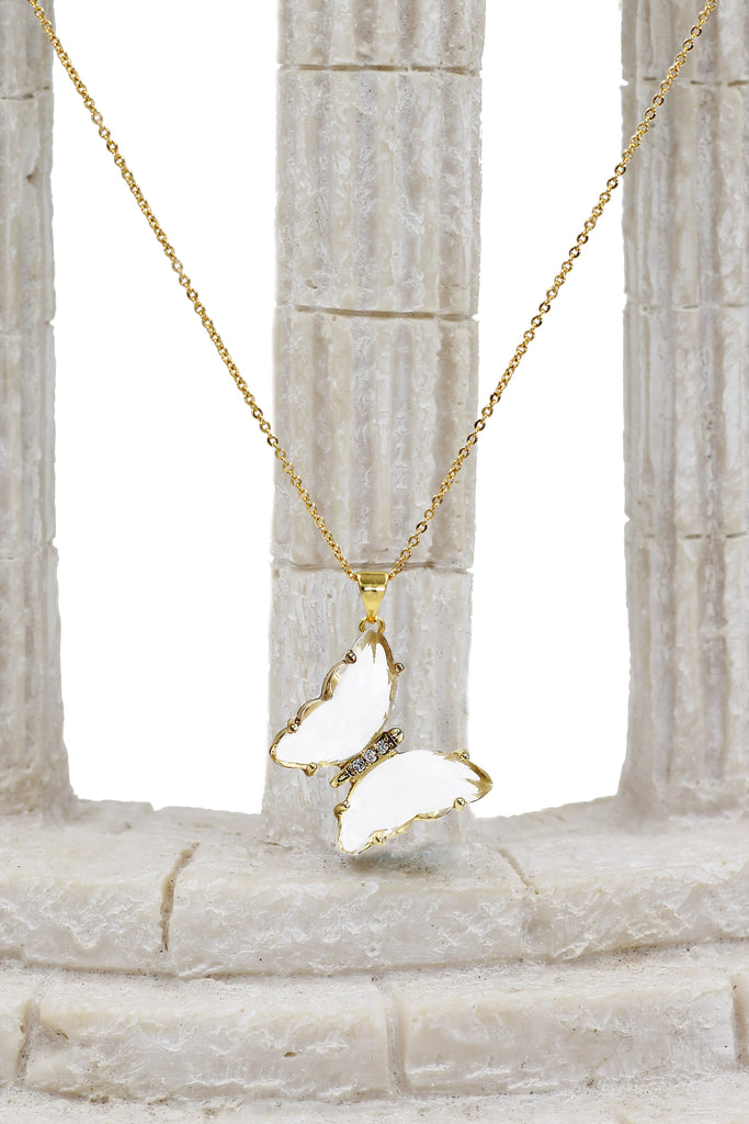simple colorful crystal butterfly single necklace