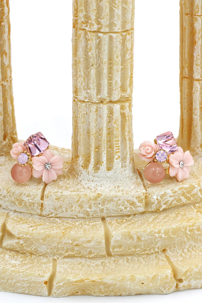 elegant crystal flower earrings necklace set