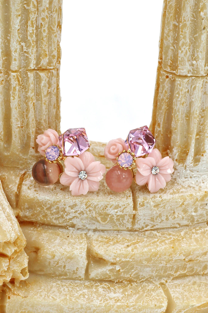 elegant crystal flower earrings necklace set