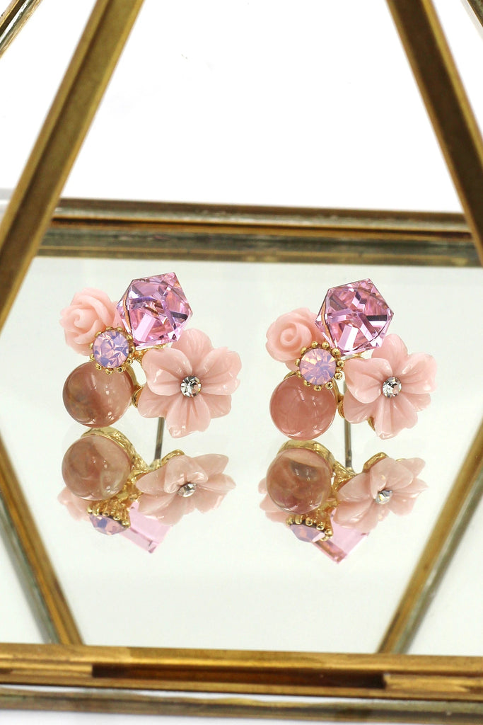 elegant crystal flower earrings necklace set