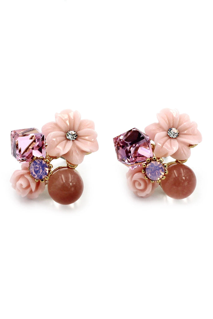 elegant crystal flower earrings necklace set