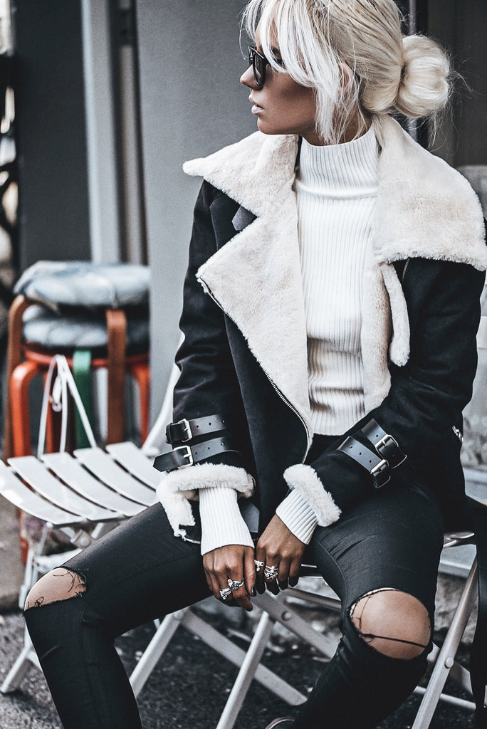 black rose and crystal double silver ring