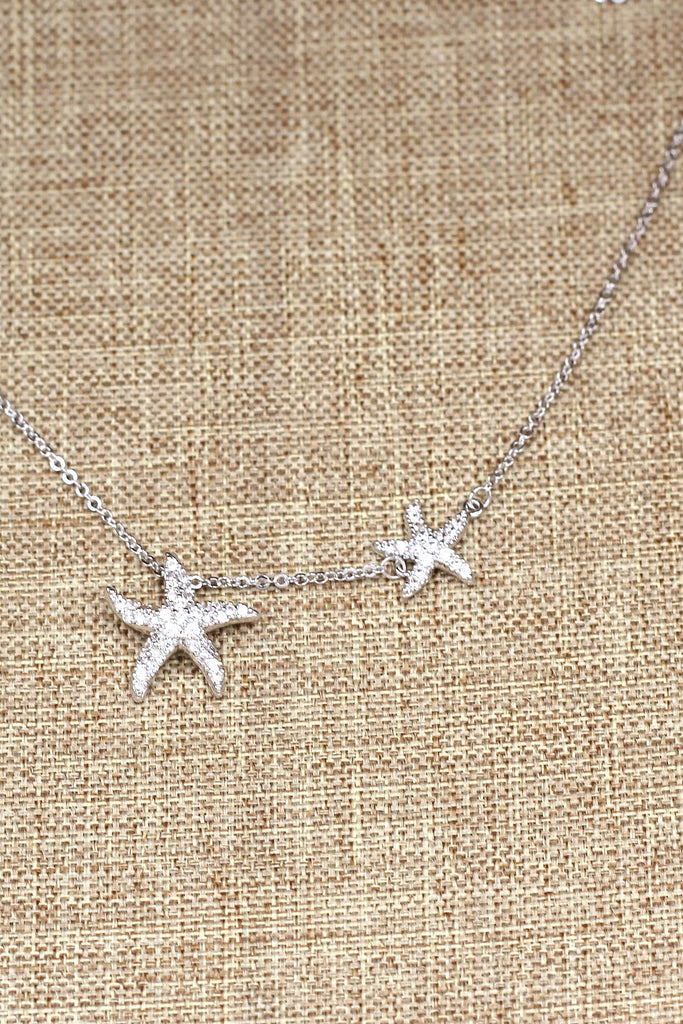 Fashion double starfish crystal necklace set