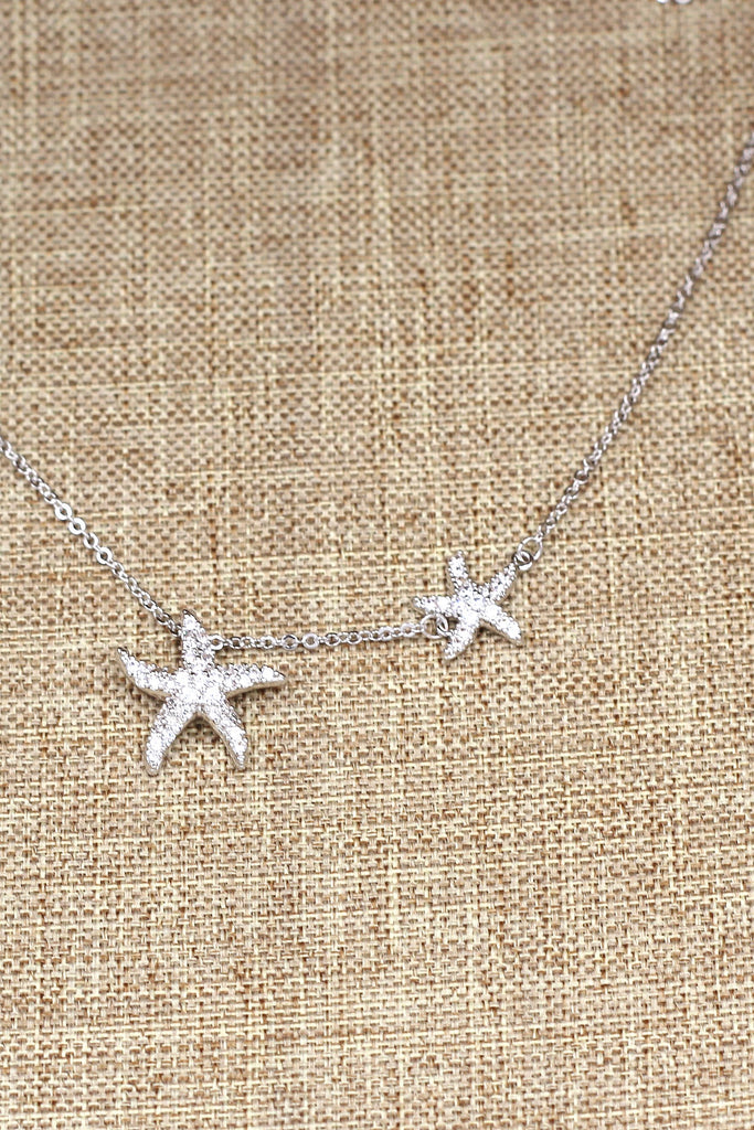 Fashion double starfish crystal necklace set
