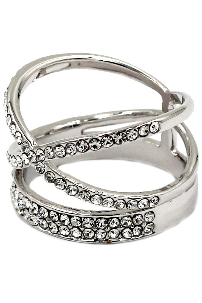 fashion Hat crystal silver ring