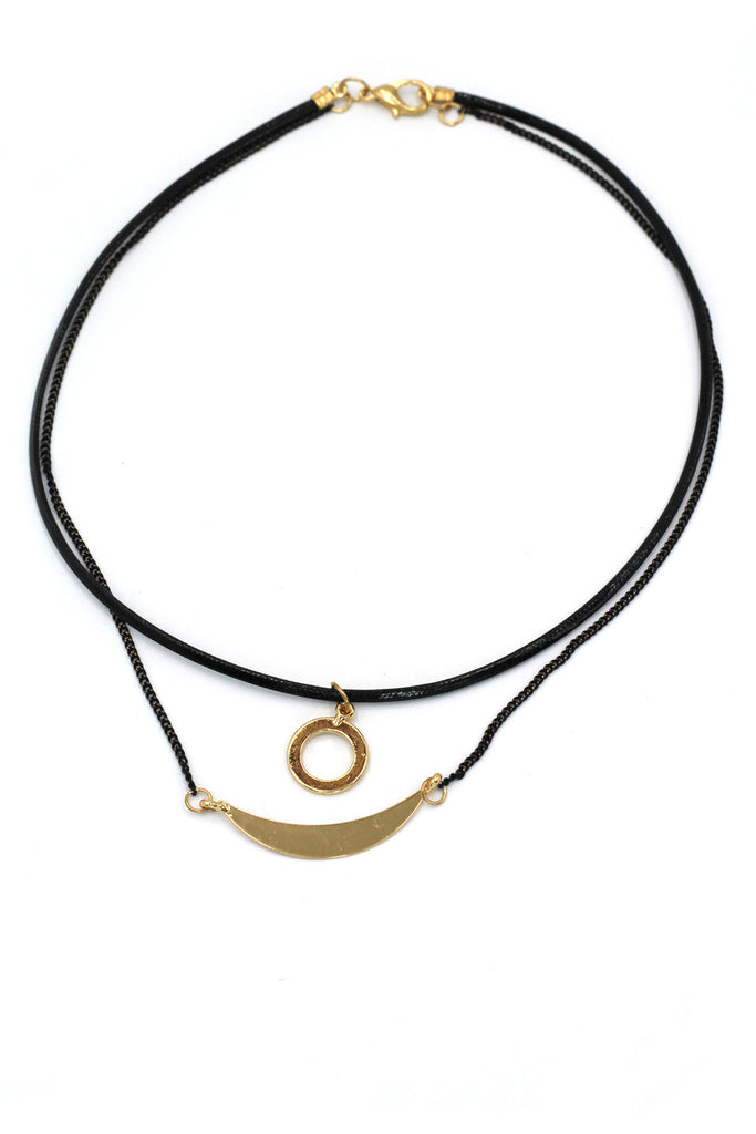fashion double-chain circle pendant choker