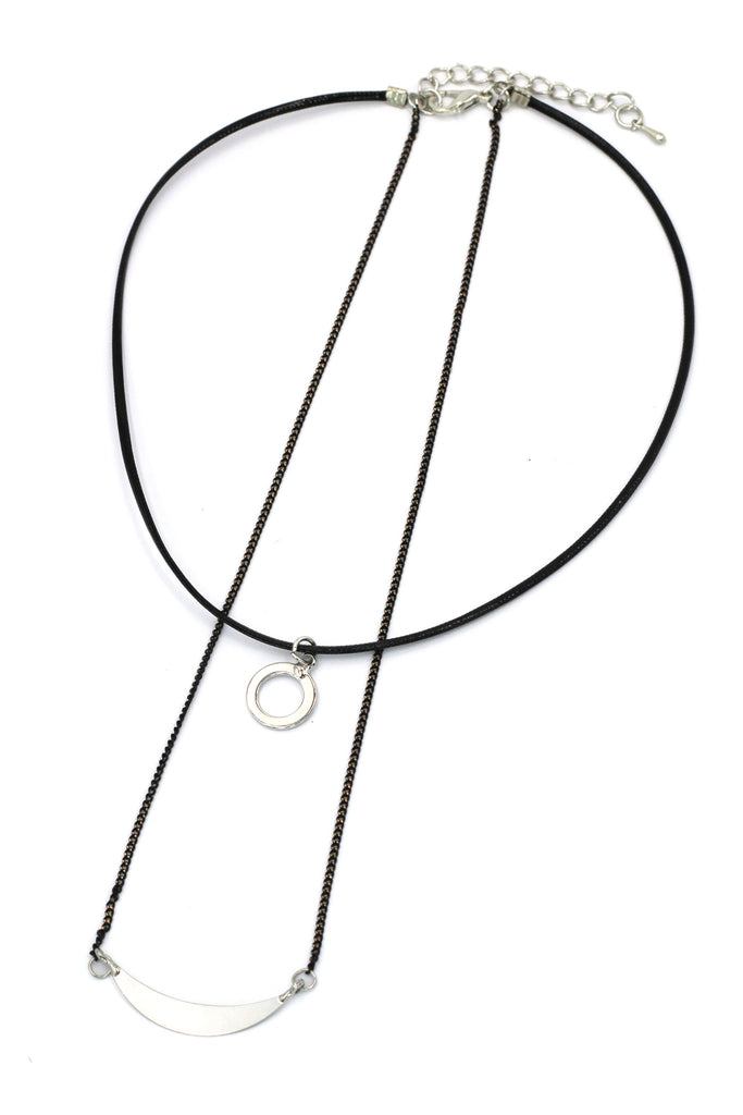 fashion double-chain circle pendant choker
