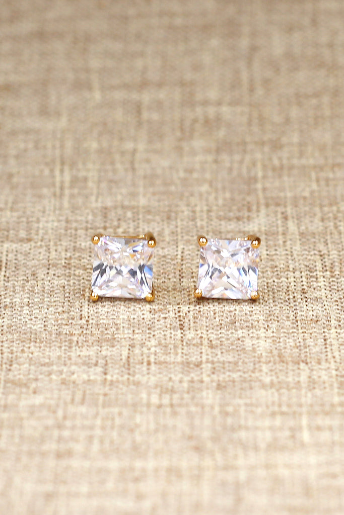 golden square crystal earrings