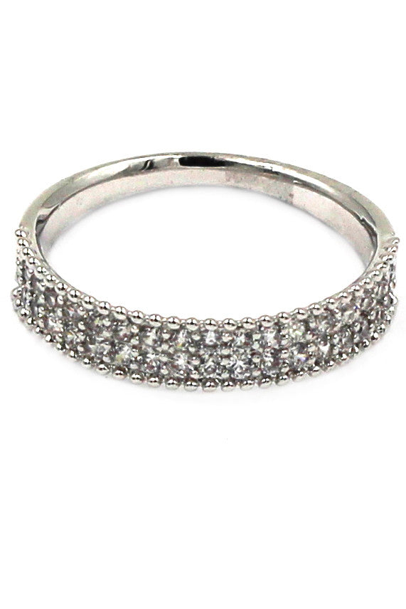 simple double small crystal ring