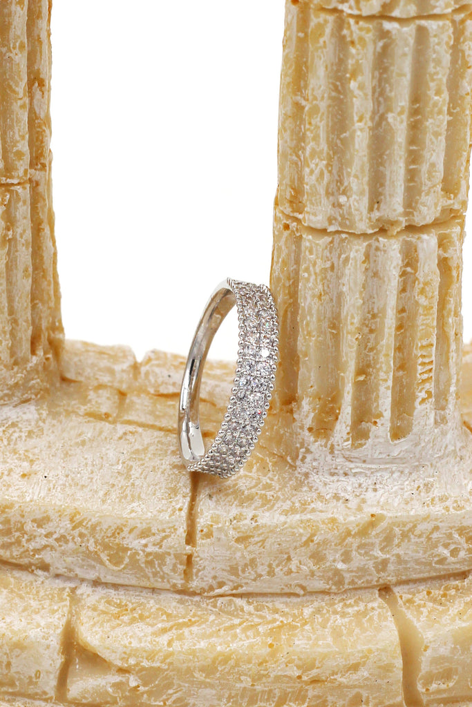 simple double small crystal ring