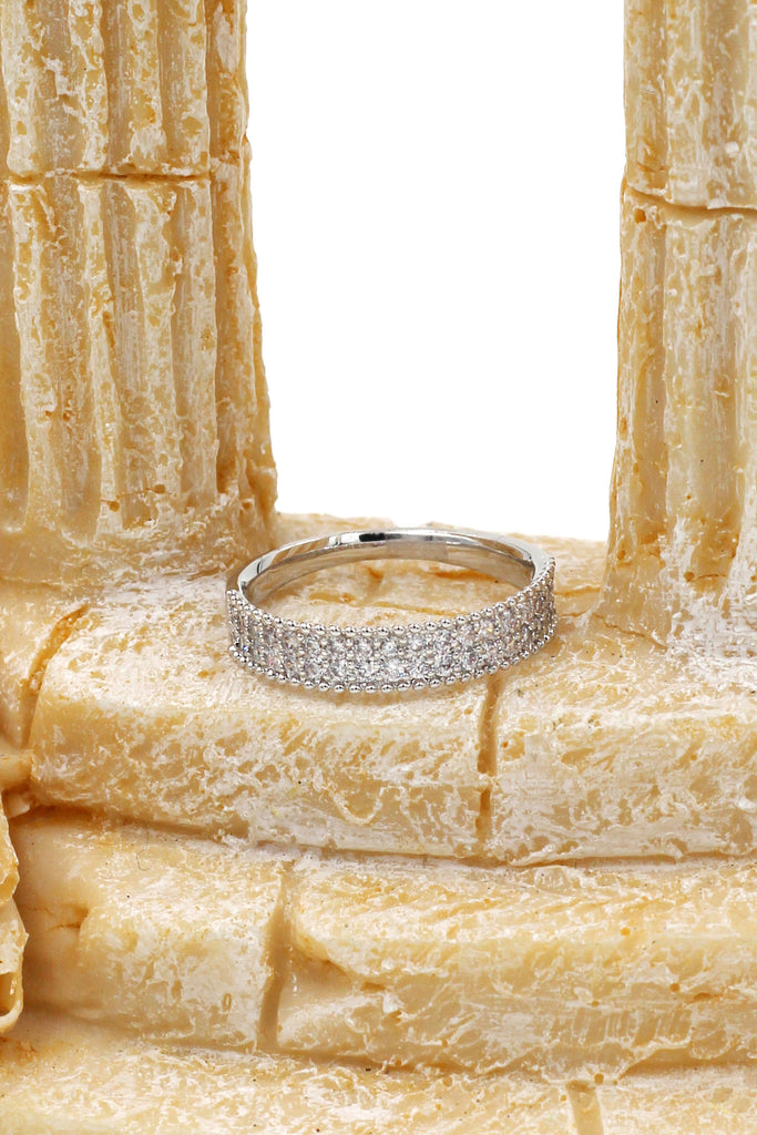 simple double small crystal ring