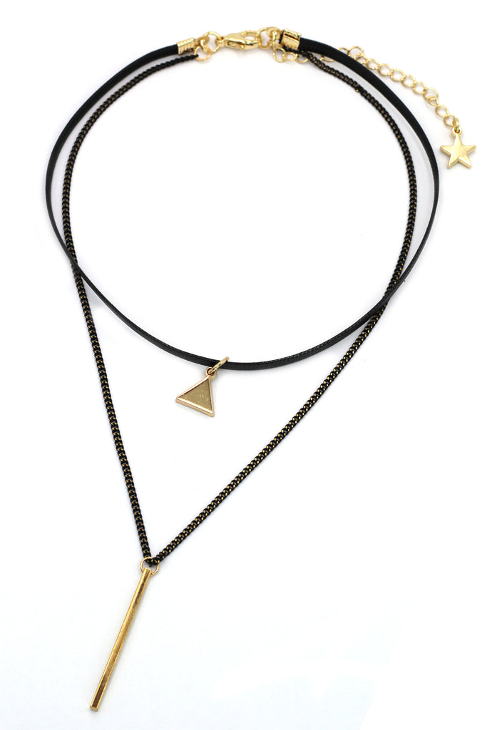 fashion double-chain triangle pendant choker