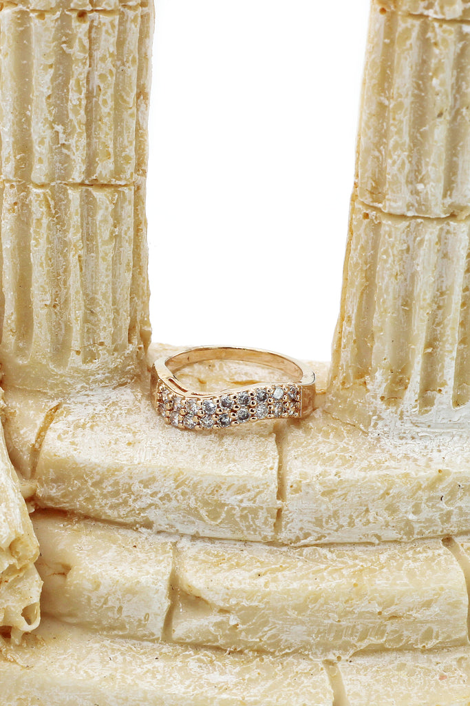fashion wave mosaic crystal ring
