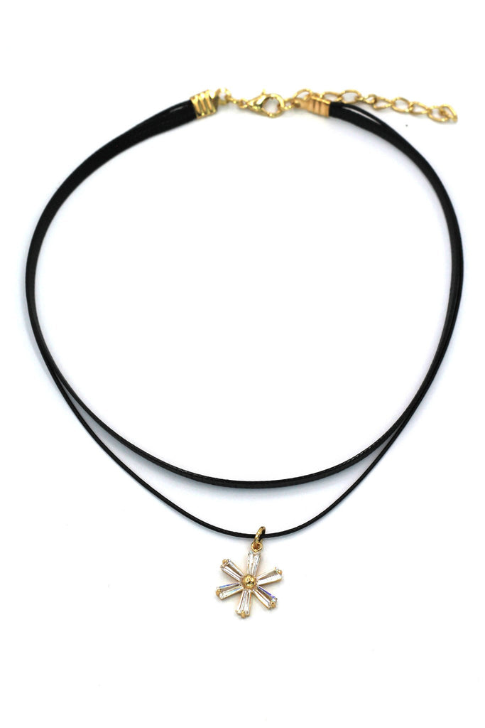 fashion mini crystal flower necklace earrings set