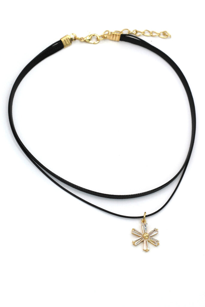 fashion mini crystal flower necklace earrings set