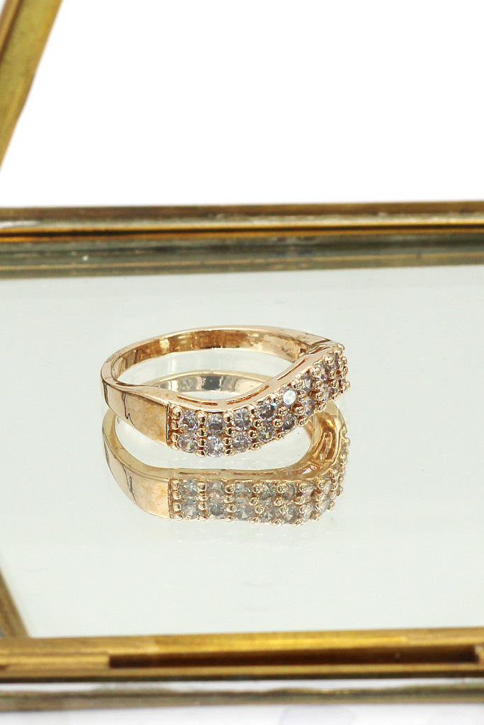 fashion wave mosaic crystal ring