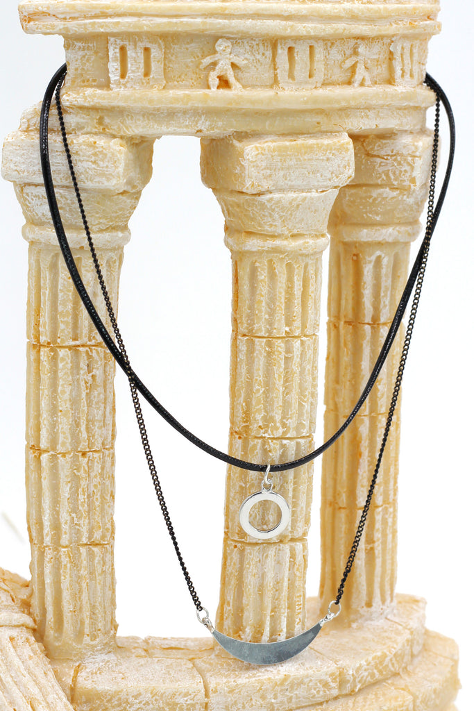 fashion double-chain circle pendant choker