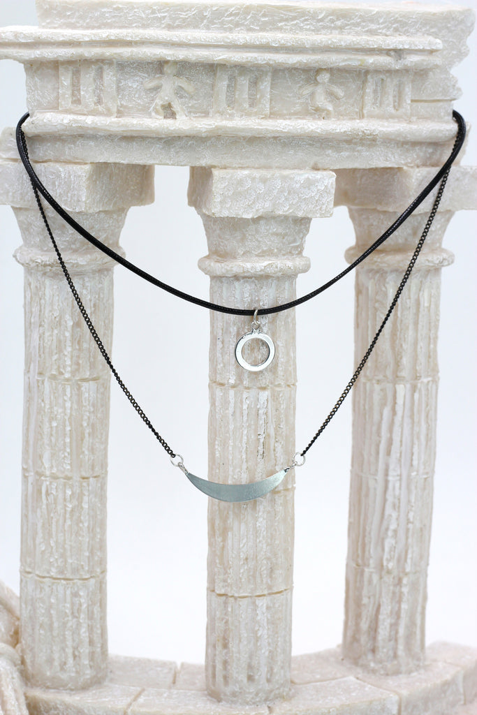 fashion double-chain circle pendant choker