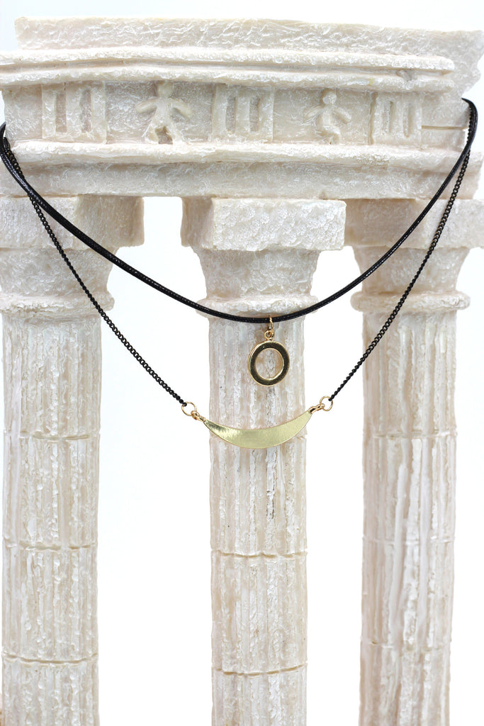 fashion double-chain circle pendant choker