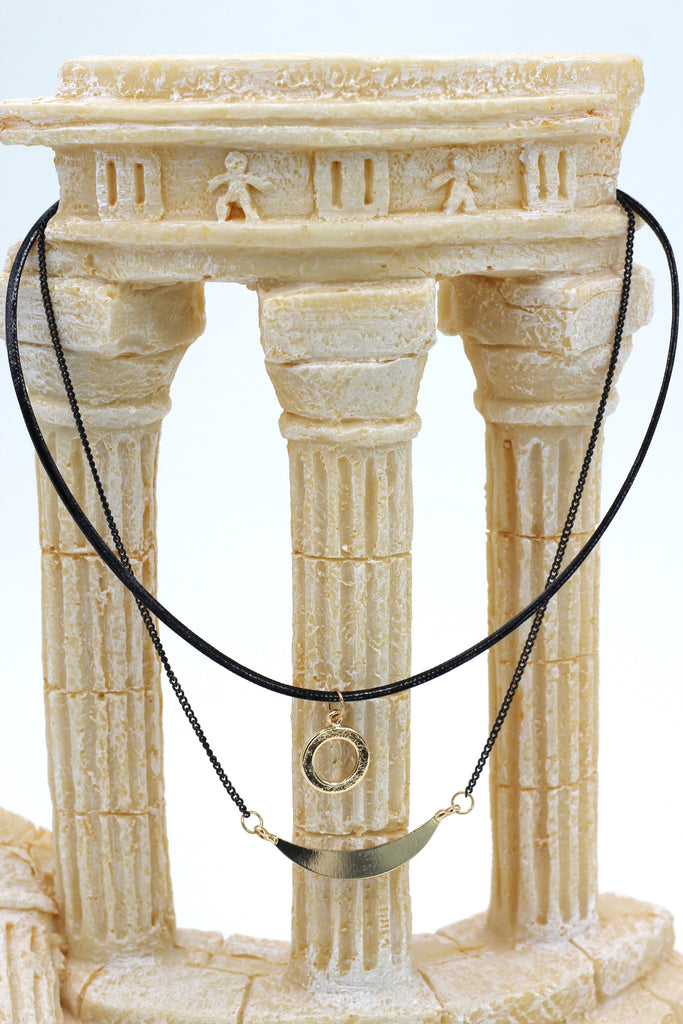 fashion double-chain circle pendant choker