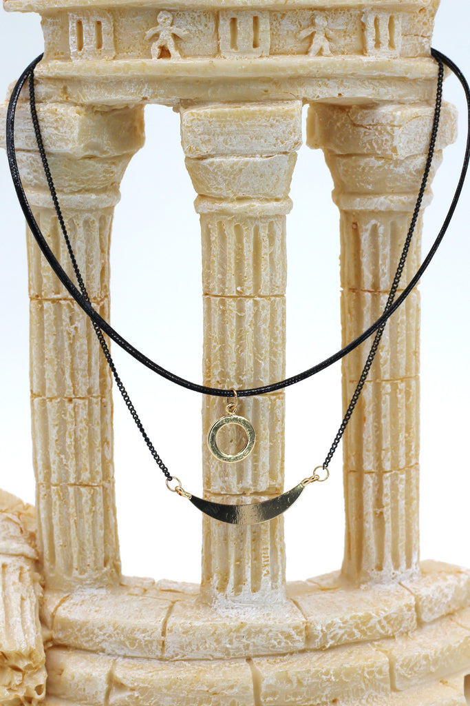 fashion double-chain circle pendant choker