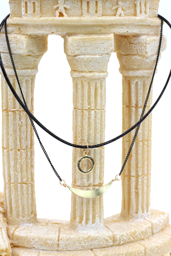 fashion double-chain circle pendant choker