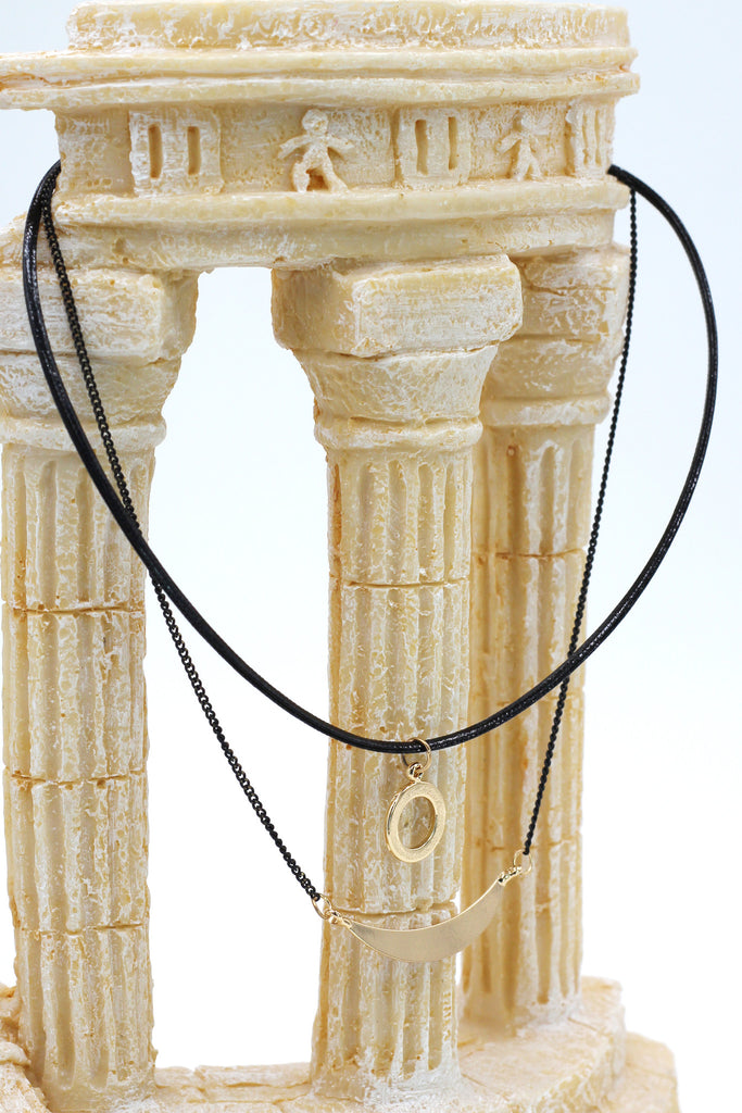 fashion double-chain circle pendant choker