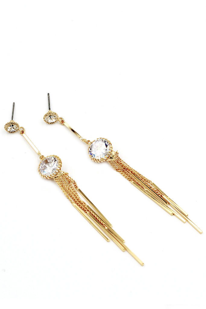 elegant long tassel crystal earrings