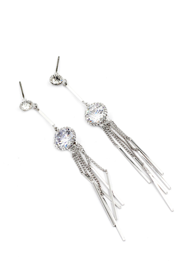elegant long tassel crystal earrings