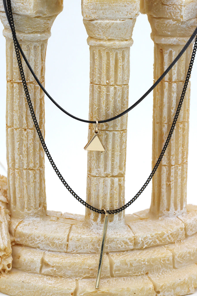 fashion double-chain triangle pendant choker