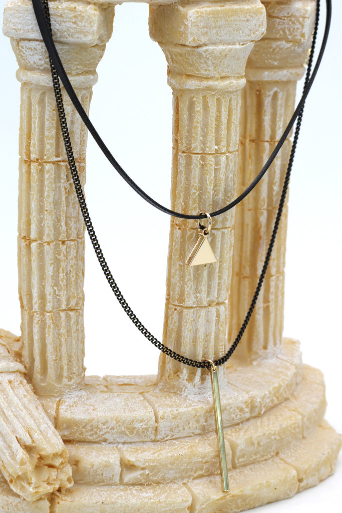 fashion double-chain triangle pendant choker