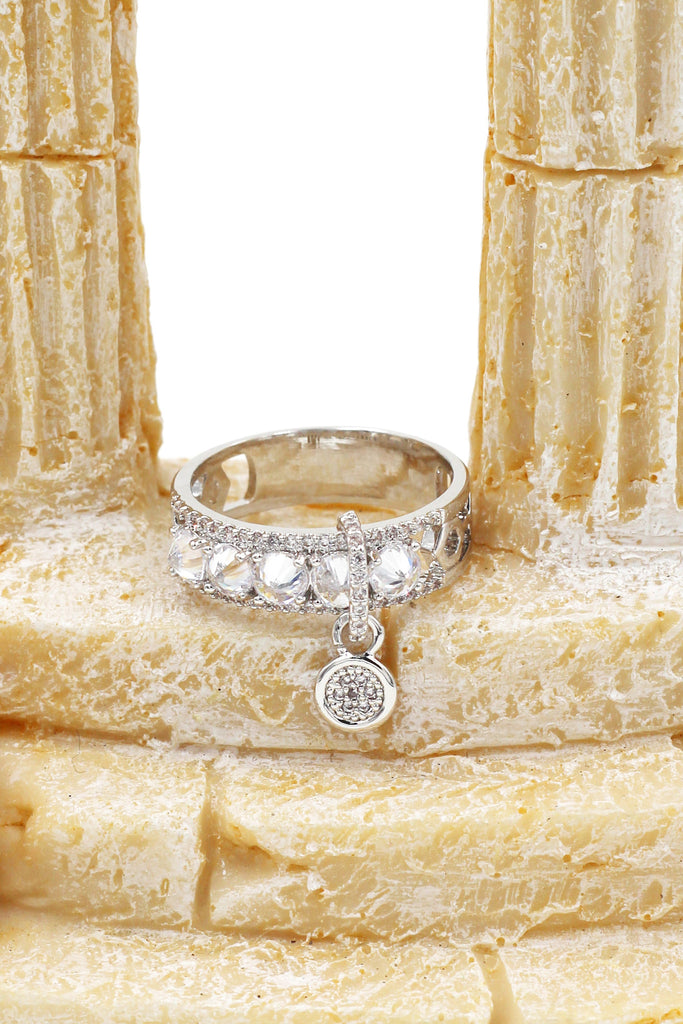 elegant pendant crystal silver ring