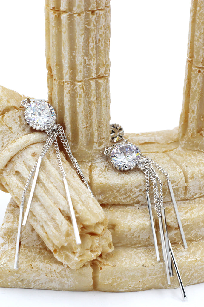 elegant long tassel crystal earrings