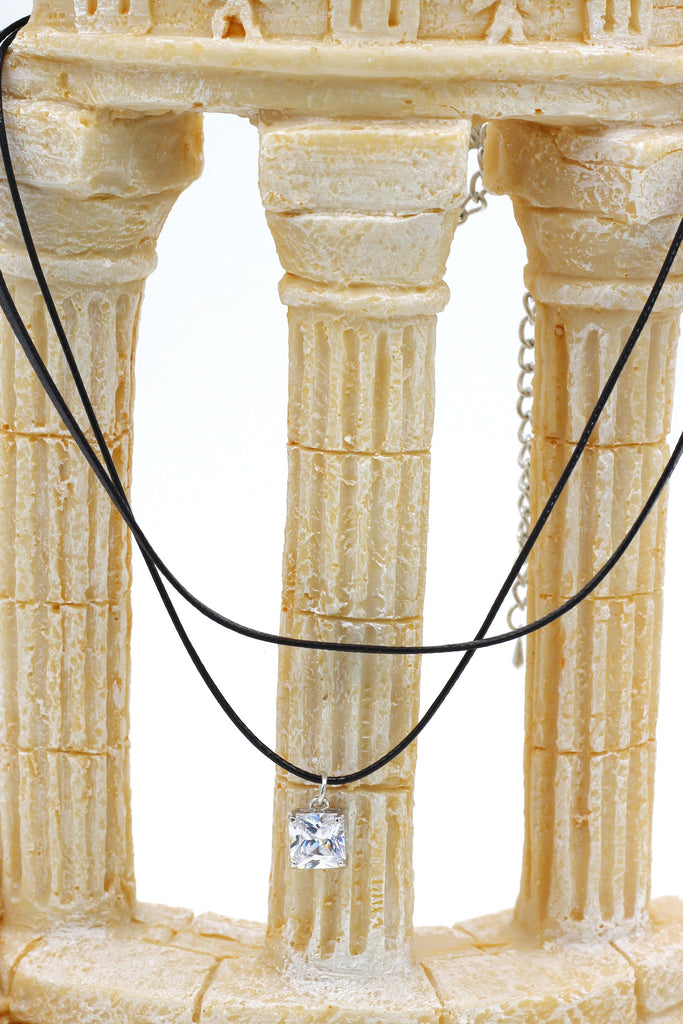 fashion double-chain singel square crystal choker