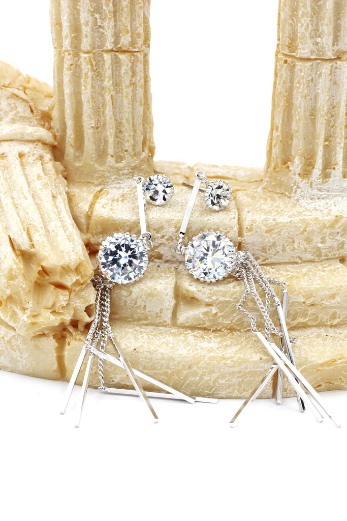 shiny crystal bracelet tassel earring set