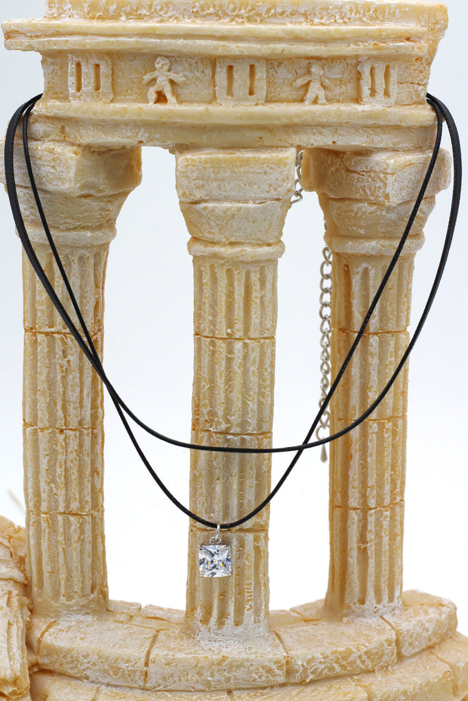 fashion double-chain singel square crystal choker