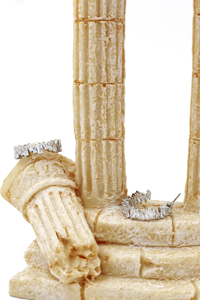 rectangular crystal ring earrings set