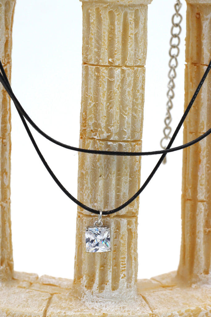 fashion double-chain singel square crystal choker