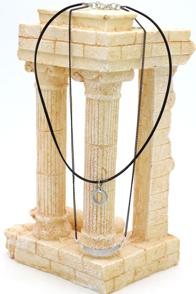 fashion double-chain circle pendant choker