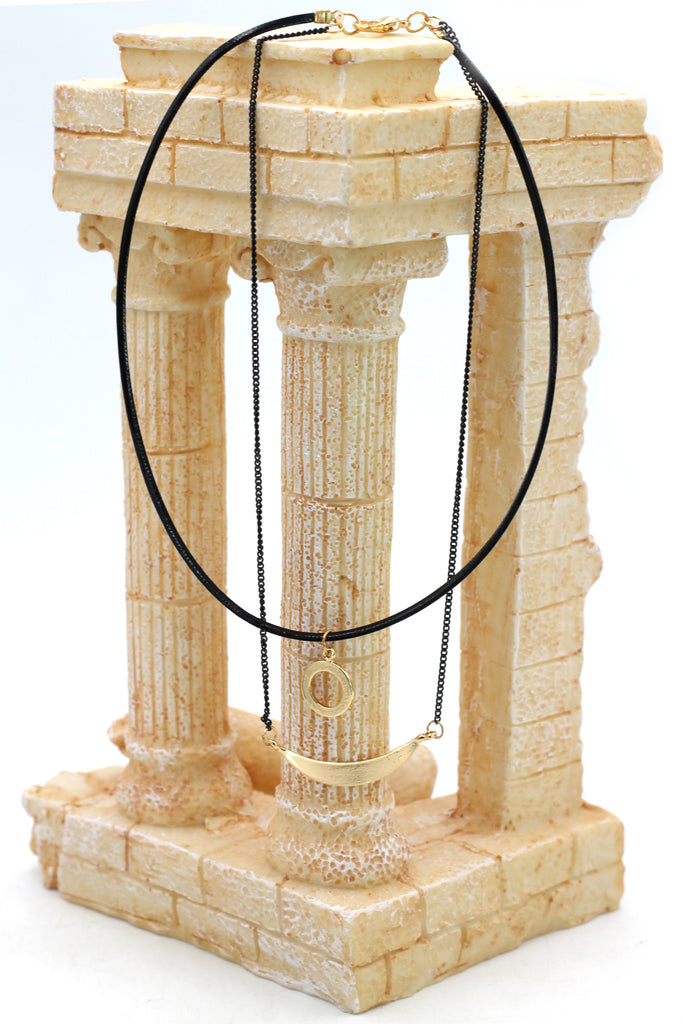 fashion double-chain circle pendant choker