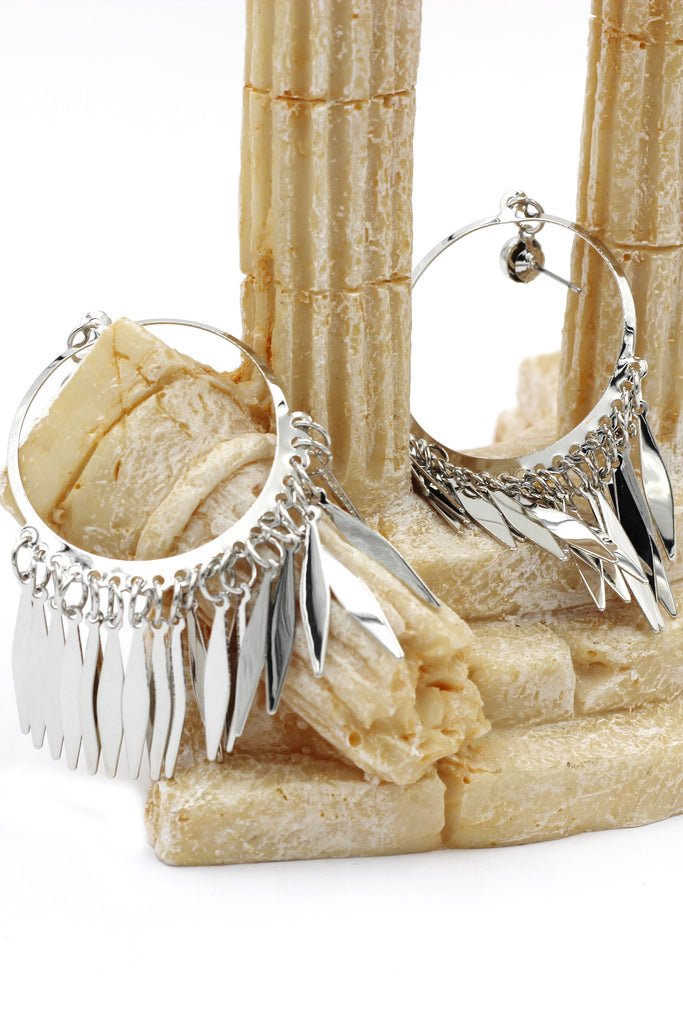 large silver fringe earrings