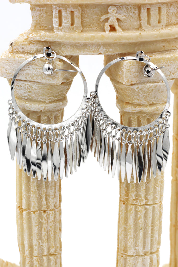 large silver fringe earrings