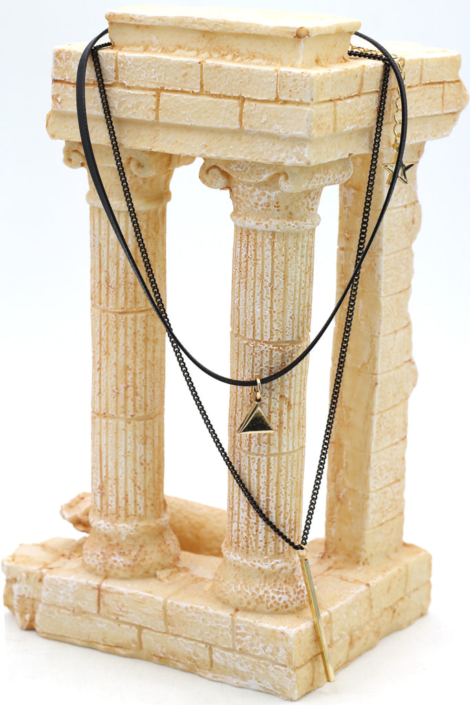 fashion double-chain triangle pendant choker