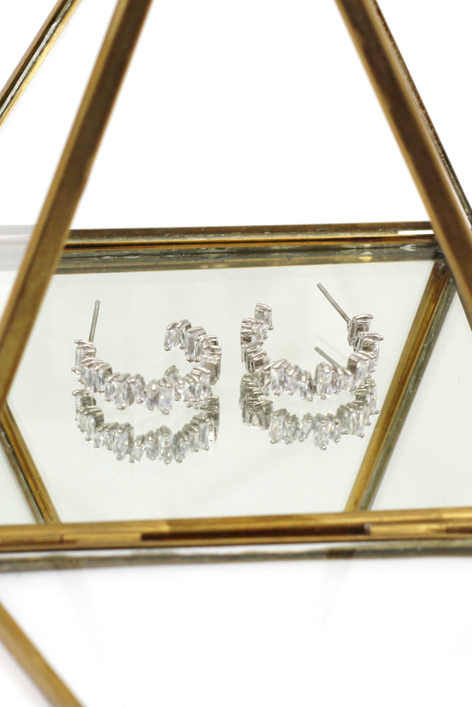 rectangular crystal ring earrings set