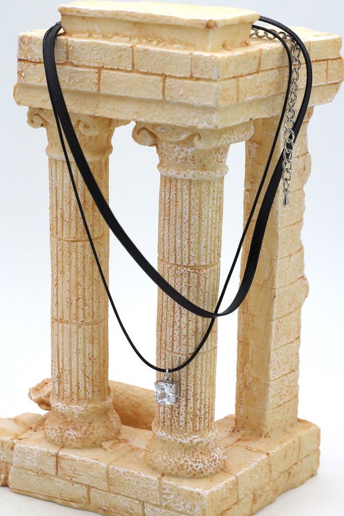 fashion double-chain singel square crystal choker