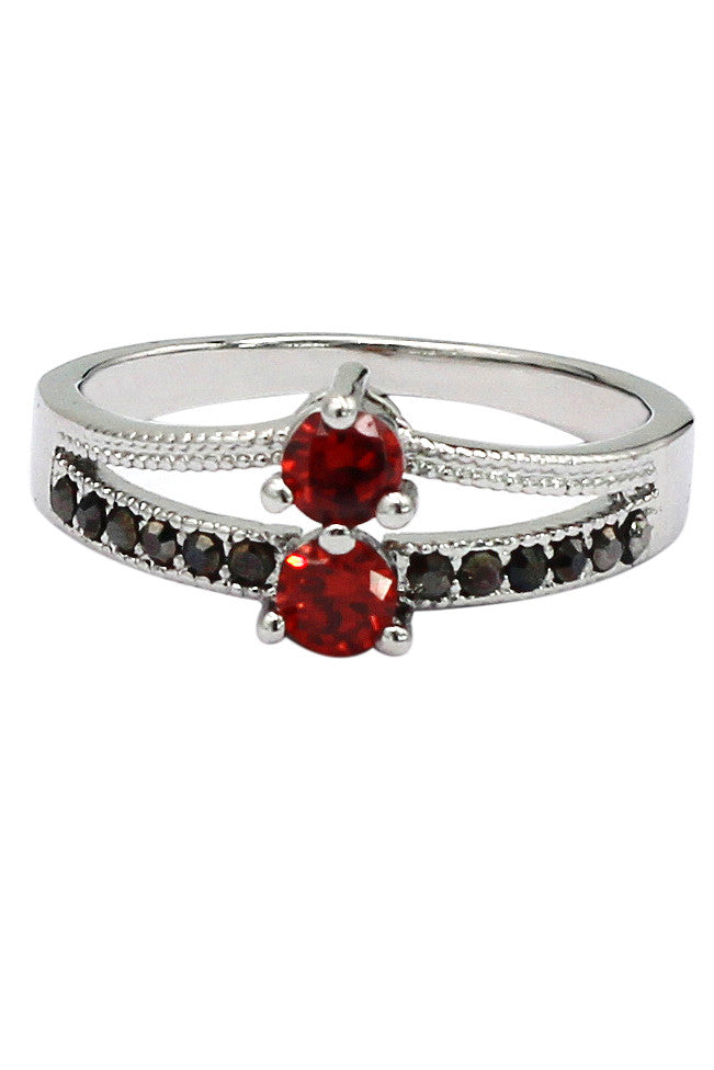 colourful small crystal silver ring